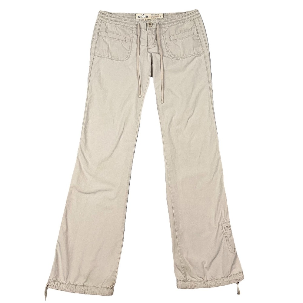 Hollister Women's Straight Leg Drawstring Pants in Light Beige